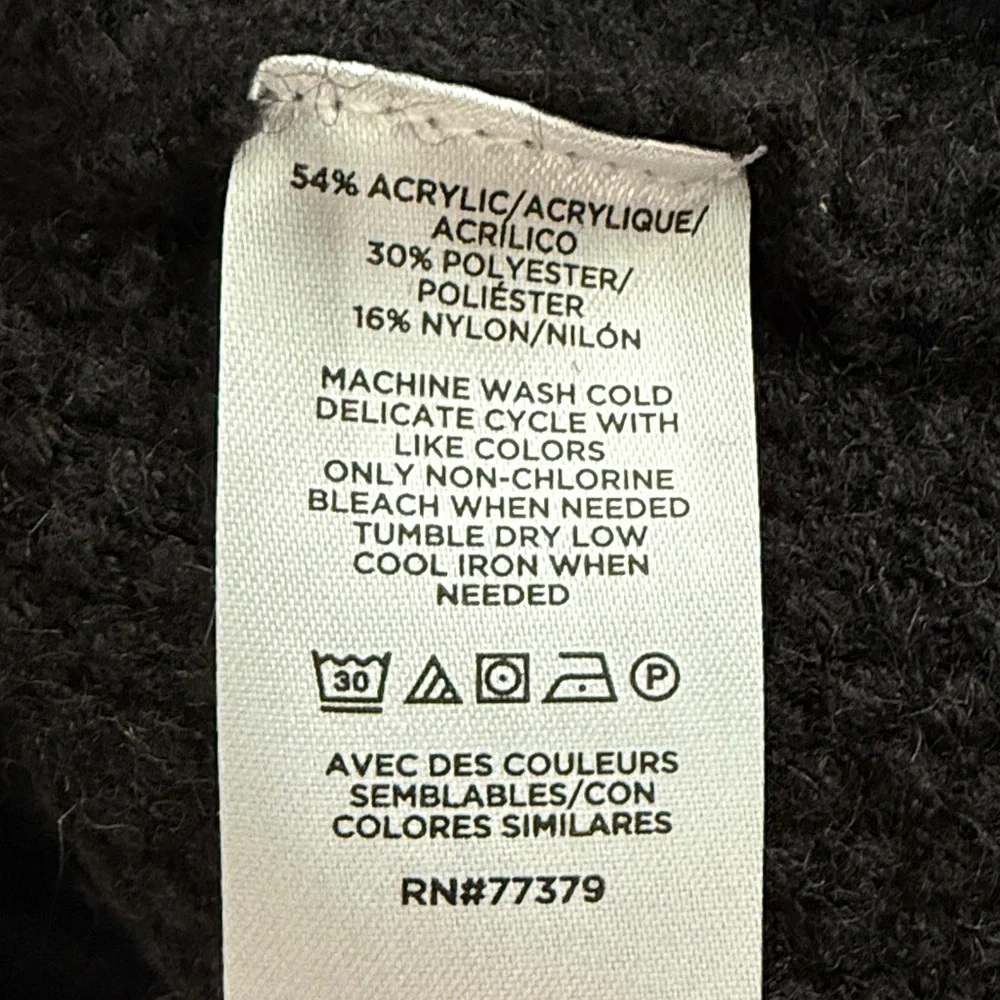 Ann Taylor Black Textured Sweater with Gold buttons, SZ L, EUC - Picture 6 of 6